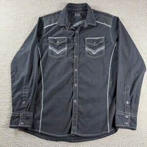 Buckle Black Label Button Up Long Sleeve Western Shirt Black Men’s Size Medium